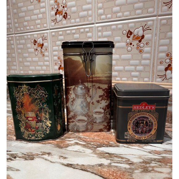 3 Vintage Collectible Tins Coffee Tea - Picture 1 of 7